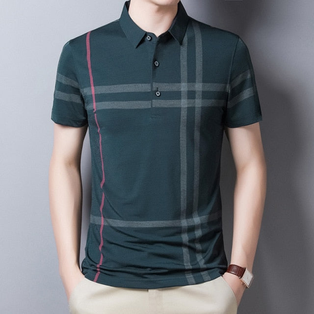 Ymwmhu Men Summer Striped Polo Shirt Short Sleeve Slim Fit Polos Fashion Streetwear Tops Men Shirts Office Casual Shirts