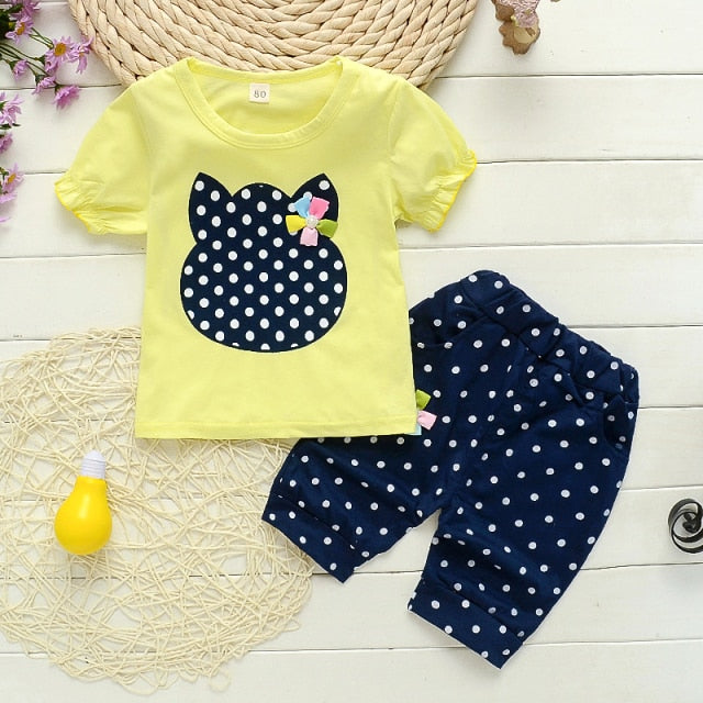 Baby girls clothes sets summer toddler fashion t-shirts+shorts clothing set girl infant cotton tracksuits outfits 2020 new suits