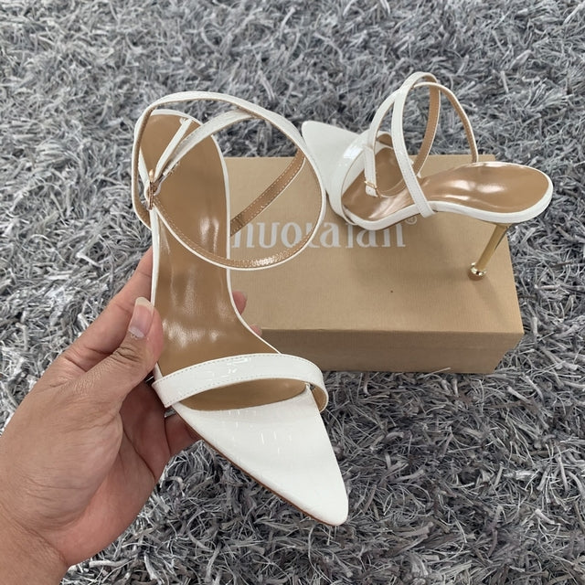 10.5CM Summer High Heel Sandals Sexy Stiletto Women Shoes Party Dress Evening Heeled Sandals Fashion Ankle Strap Ladies Shoes