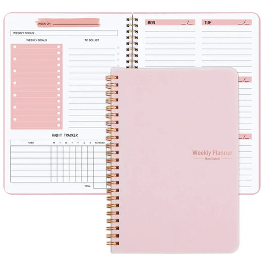 2024 A5 Weekly Planner Notebook for 52 Weeks Spiral Agenda Daily Student Schedules Journal Stationery Office School Supplies