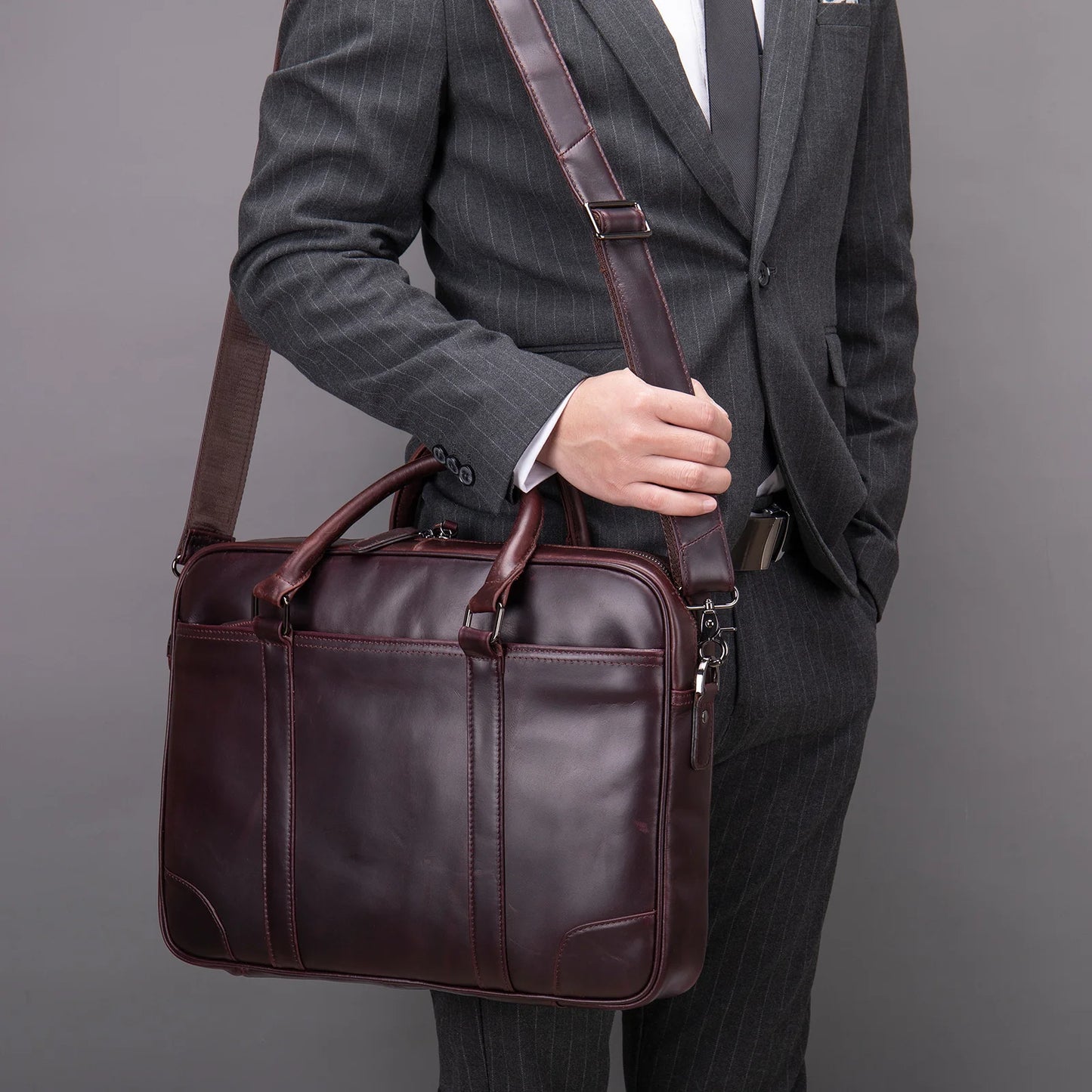 Fashion Luxury 2023 Designer Laptop Handbag Leather Brief Case for Men Computer Handbags PC Shoulder Bag Man Male Business