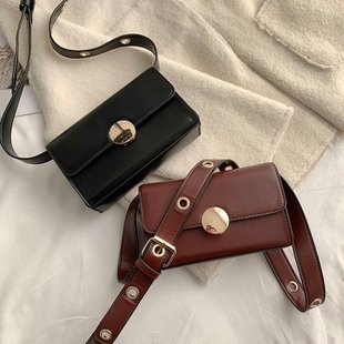 Wide shoulder strap small square bag handbag