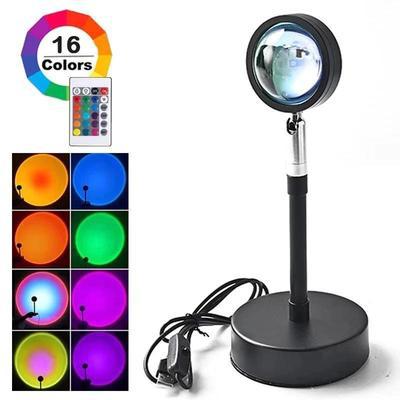 Upgrade Rainbow Sunset Projector Lamp Atmosphere Light Home Coffee Shop Background Wall Decoration Remote Control Sunset Lamps