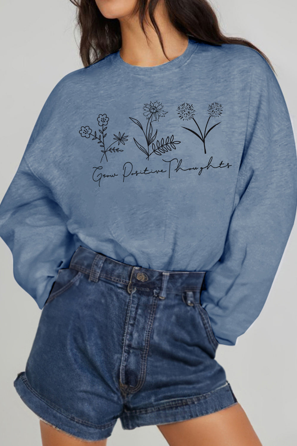 Simply Love Full Size GROW POSITIVE THOUGHTS Graphic Sweatshirt