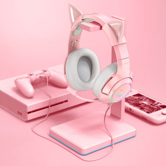 Onikuma K9 Pink Cute Cat Ear Headphone with Mic