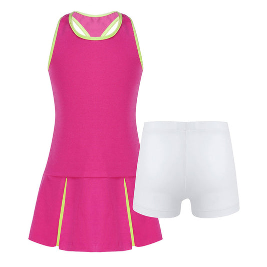 Kids-Girls-Summer-Sportswear-Stretchy-Gym-Tennis-Badminton-Sets-Sport-Outfit-Sleeveless-Open-Back-Sport-Dress