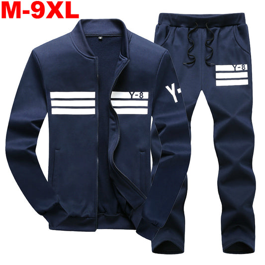 Men&#39;s Sporting Suit Casual Tracksuit Men Spring Autumn Sportswear 2PC Sweatshirt +Pants Clothing Sets Plus Size 6XL 7XL 8XL 9XL