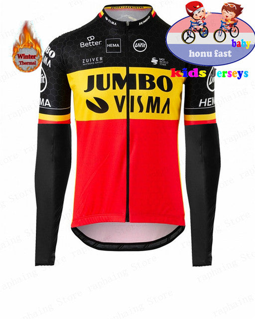 New World Champion Children Cycling Jersey Set Kids Ride Clothing Quick Step Julian Alaphilippe Long Sleeve