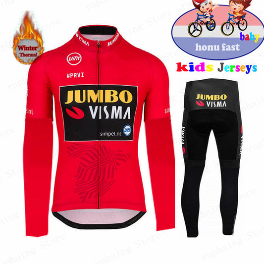 New World Champion Children Cycling Jersey Set Kids Ride Clothing Quick Step Julian Alaphilippe Long Sleeve