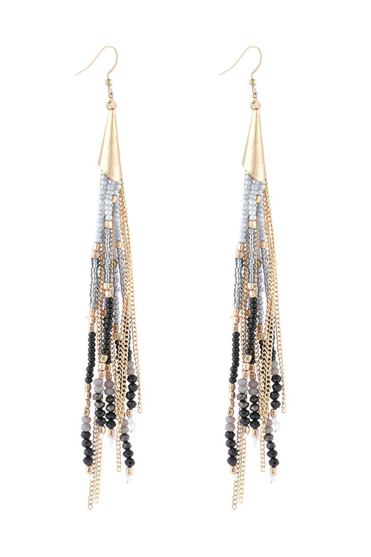 Mixed Beads Tassel Earrings