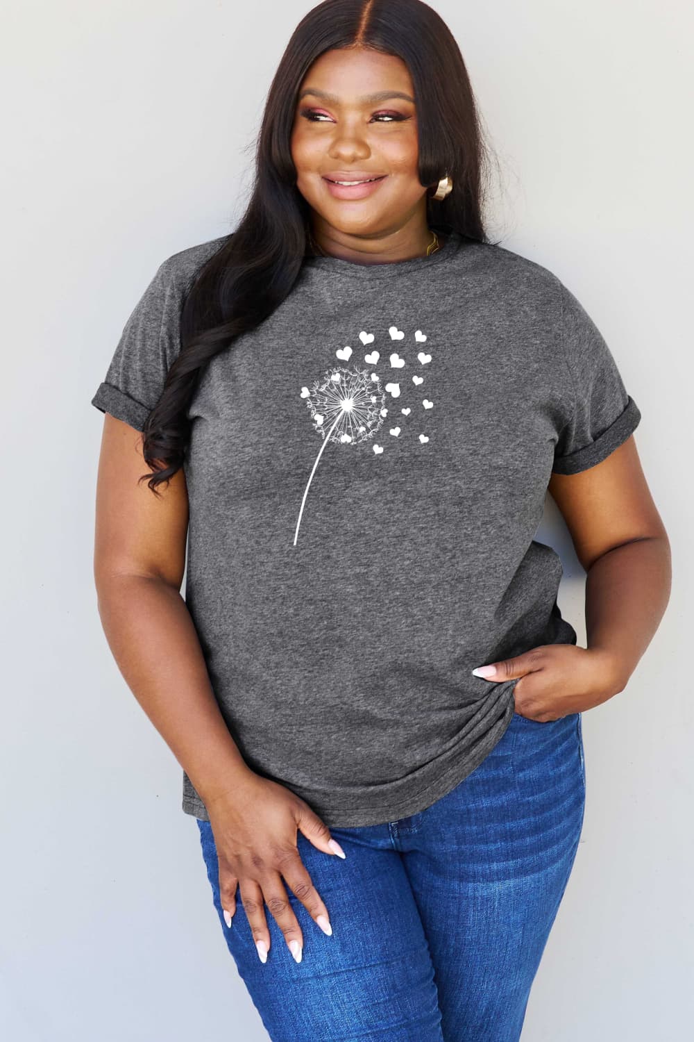 Simply Love Full Size Dandelion Heart Graphic Cotton T-Shirt