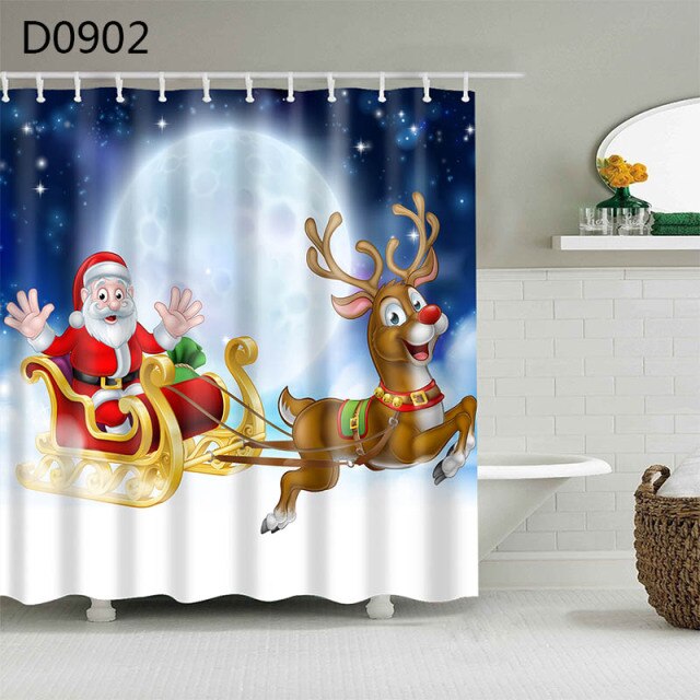 YOMDID Noel Christmas Decoration Bath Curtain Christmas Tree Pattern Shower Curtain Cartoon For Home Bathroom Cortina de ducha