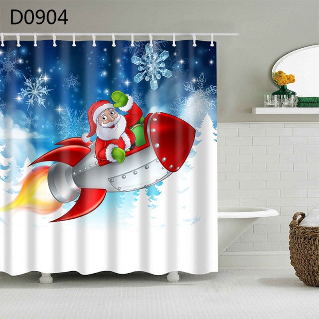 YOMDID Noel Christmas Decoration Bath Curtain Christmas Tree Pattern Shower Curtain Cartoon For Home Bathroom Cortina de ducha