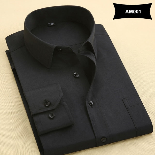 MACROSEA Classic Style Men's Solid Shirts Long Sleeve Men's Casual Shirts Comfortable Breathable Men's Office-wear Clothing