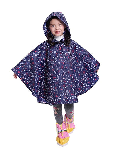 Freesmily Kids Stylish Rain Poncho Waterproof Rain Jacket Coat For Girls Boys