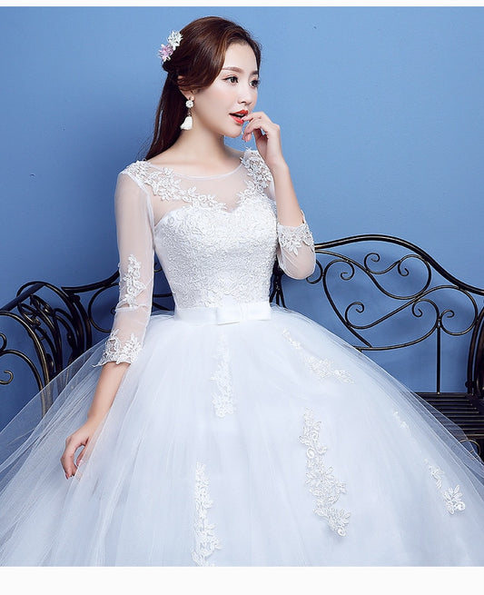 Fashion Lace Up Wedding Dress Bride Ball Gowns Wedding Dresses Half Sleeve Plus Size Princess Dresses Vestidos De Novia
