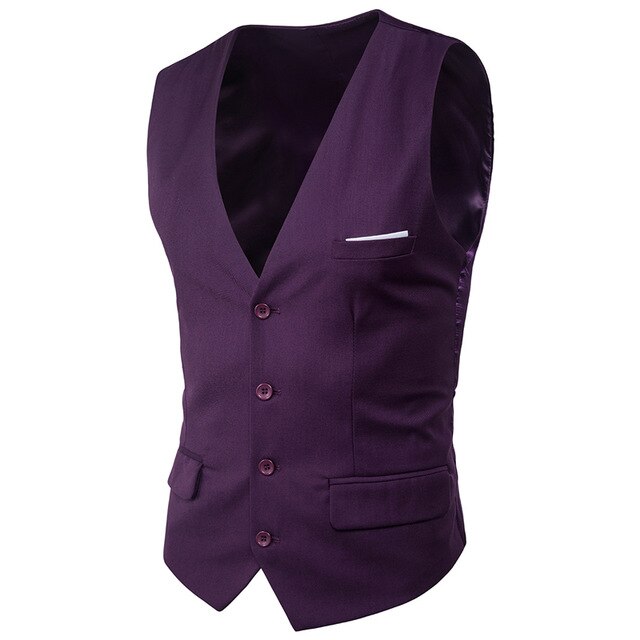 Purple Suit Vest Men 2020 Spring New Slim Fit Sleeveless Vest Waistcoat Mens Formal Business Wedding Dress Vests Chaleco Hombre