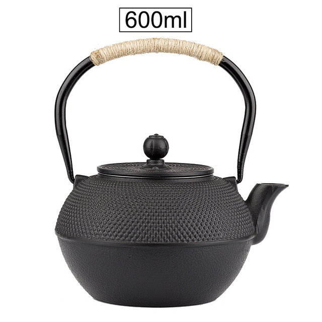 UPORS Cast Iron Teapot 600/800/1200ML Japanese Iron Tea Pot with Stainless Steel Infuser Tea Kettle for Boiling Water Oolong Tea