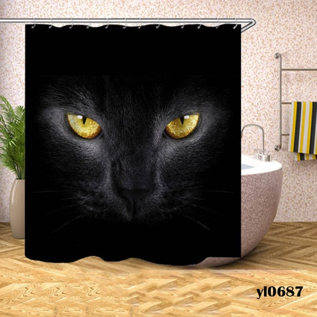 Cartoon Cat Shower Curtains Waterproof Animals Bath Curtains For Bathroom Bathtub Large Wide Bathing Cover Home Rideau De Bain