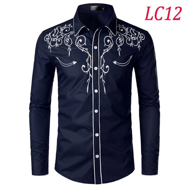 Floral Embroidery Red Tuxedo Shirt Male 2019 Brand Slim Long Sleeve Mens Dress Shirts Chemise Homme Wedding Party Shirt for Men