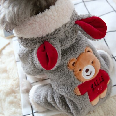 New Funny Dog Costume Cute Bear Dinosaur Soft Winter Warm Pet Coat Overall Four Legs Clothing For Little Small Puppy Animal - Shop 24/777