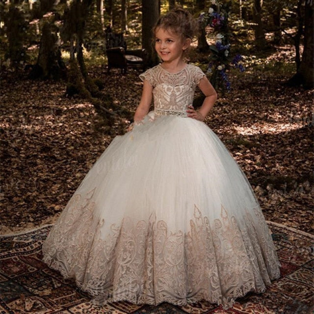 Lace Flower Girls Dresses For Wedding First Communion Dresses Party Prom Princess Gown Pageant Dresses