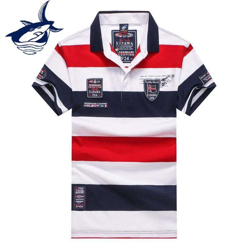 Men Clothes 2020 Famous Brand Tace & Shark polo shirt men Summer Tops Cotton Short Sleeve Striped Classic & Business homme