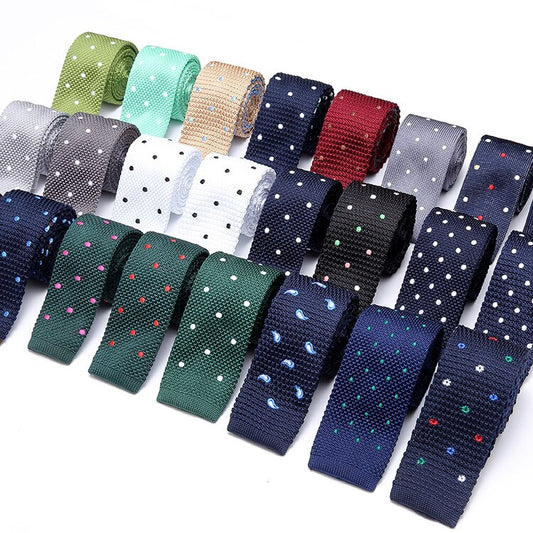 56 colors Men's Suits Knit Tie Plain Necktie For Wedding Party Tuxedo Casual Dots Embroider Skinny Gravatas Cravats Accessorie