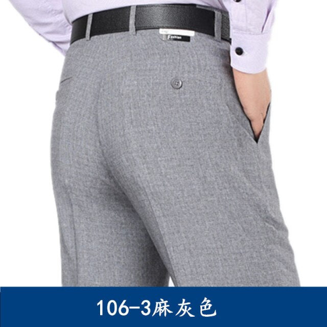 Summer Thin Mens Suits Trousers Business Casual Suit Pants Middle-aged Youth Anti-wrinkle Silky Straight Loose Dress Pants Men