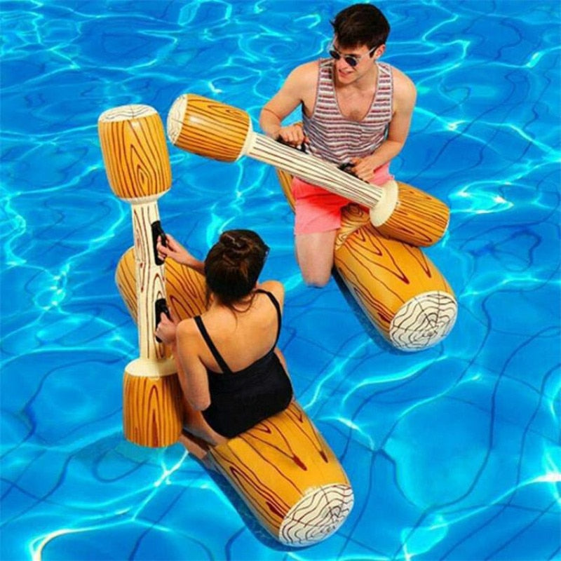 Summer Outdoor Beach Pool Inflatable Swimming Rings Women men Double Beat Swim Log Stick Set Ring Pool water sports