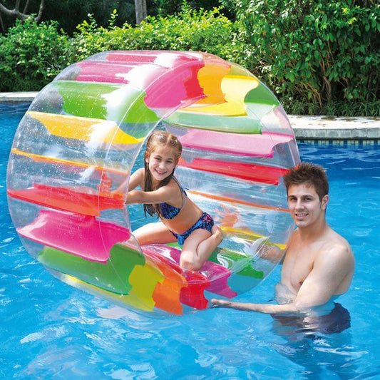 NEW 36inch Kids Colorful Inflatable Water Wheel Roller Float Giant Roll Ball For Boys Girls Swimming Pool Toys Grass Plaything