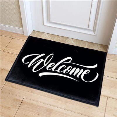 Welcome Doormat Entrance Mat Hallway Simple Black White Printed Anti-Slip Floor Mat Area Rugs Funny Custom Front Door Mat Carpet
