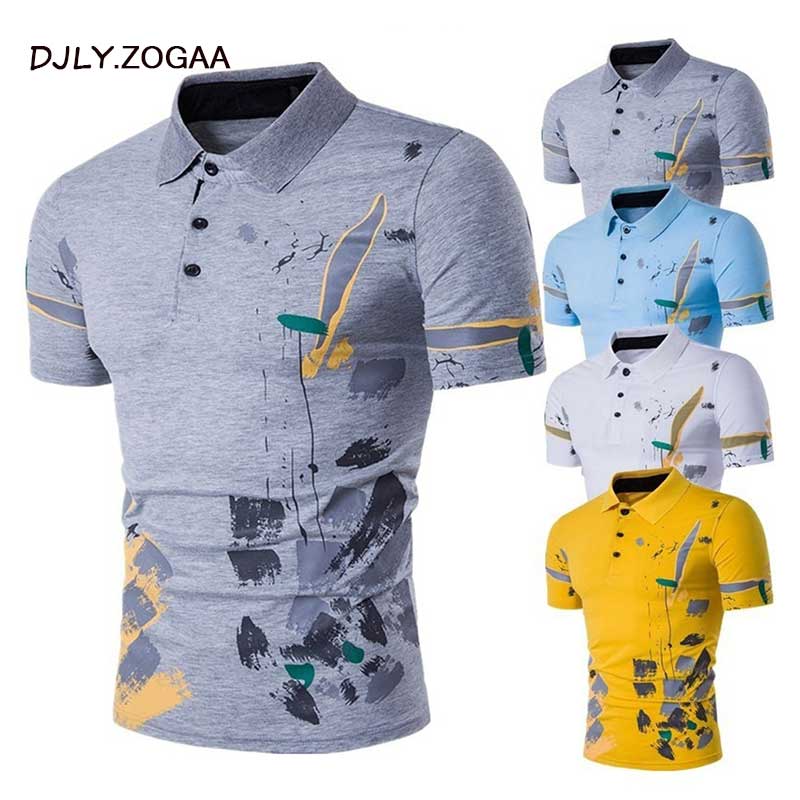 ZOGAA Men Polo Shirt Short Sleeve Casual Male Polos Shirts Print Slim Fit New Summer Man Clothes 2021