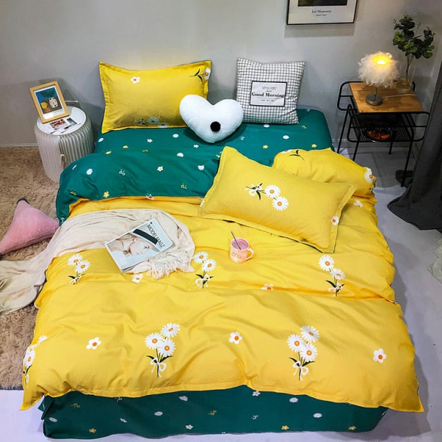 Solstice Home Textile Cyan Cute Cat Kitty Duvet Cover Pillow Case Bed Sheet Boy Kid Teen Girl Bedding Covers Set King Queen Twin