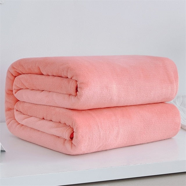 Soft Warm Coral Fleece Flannel Blankets For Beds Faux Fur Mink Throw Solid Color Sofa Cover Bedspread Winter Plaid Blankets