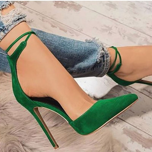 VOGELLIA Sexy Pointed Toe Ladies Shoes Thin High Heels Lace Up Women Pumps Wedding Runway Sandals Woman Shoes Zapatos Mujer