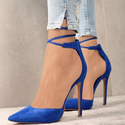 VOGELLIA Sexy Pointed Toe Ladies Shoes Thin High Heels Lace Up Women Pumps Wedding Runway Sandals Woman Shoes Zapatos Mujer