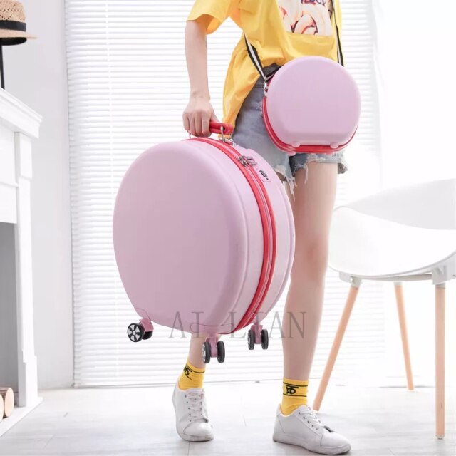 20inch carry on travel suitcase set cabin rolling luggage bag Trolley suitcase case Women girls kids rounded Luggage set wheels