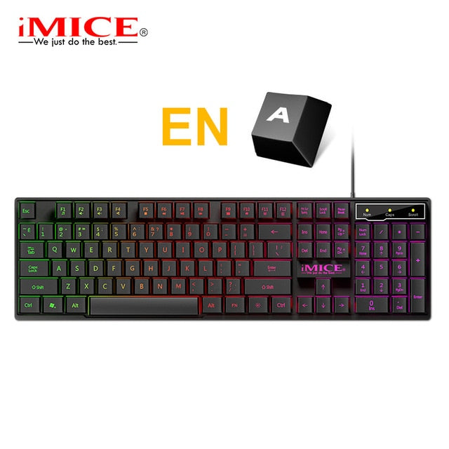 Gaming keyboard Gamer keyboard with backlight USB 104 Rubber keycaps RGB Wired Ergonomic Russian keyboard For PC laptop - Shop 24/777