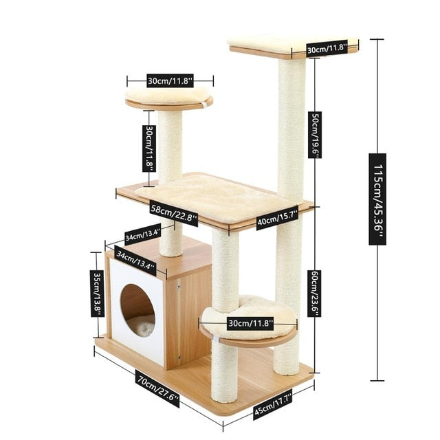Fast Domestic Delivery Pet Cat Tree Tower Condo House Scratcher Post Toy for Cat Kitten Cat Jumping Toy with Ladder Playing Tree - Shop 24/777