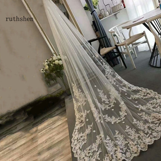 Long Lace Edge Bridal Veil White Ivory Wedding Veils With Comb New Bridal Accessories