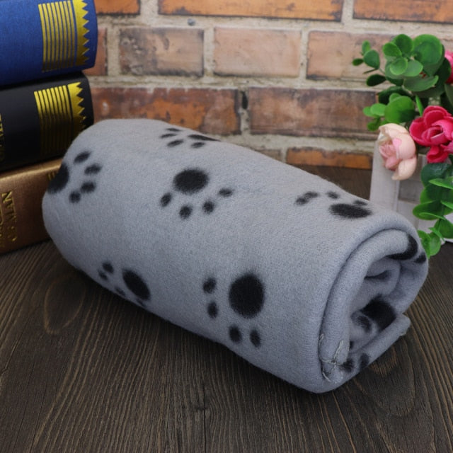 Paw Print Dog Blanket Soft Warm Dog Cat Bed Mat Puppy Dogs Sleeping Blankets Bath Towel For Small Medium Large Dogs Cats Pug