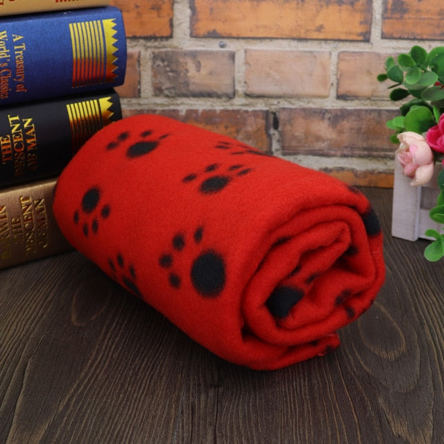 Paw Print Dog Blanket Soft Warm Dog Cat Bed Mat Puppy Dogs Sleeping Blankets Bath Towel For Small Medium Large Dogs Cats Pug