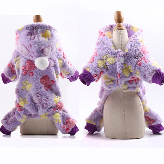Dog Clothes Pajamas Jumpsuit Winter Pet Clothes Puppy Hoodies Fleece legs Warm Dog Clothing Outfit Small Dog Costume Apparel