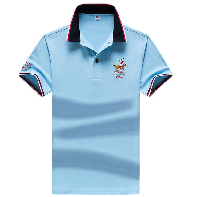 Summer new men polo shirt mens synthetic fiber Fabric mens short-sleeved embroidery polo shirt casual Breathable polo shirt 633