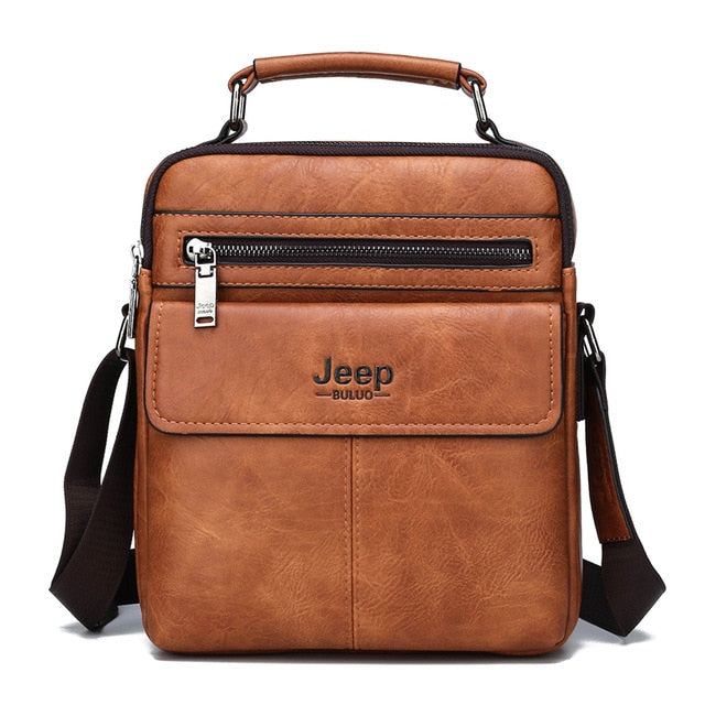 JEEP BULUO Brand Men's Crossbody Shoulder Bags High quality Tote Fashion Business Man Messenger Bag Big Size Split Leather Bags