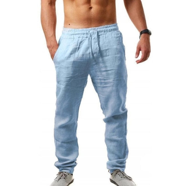 2020 New Men's Cotton Linen Pants Male Summer Breathable Solid Color Linen Trousers Fitness Streetwear M-3XL