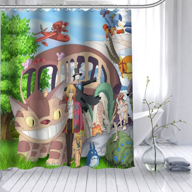 New Arrival Totoro Anime Shower Curtain Polyester Fabric High Defintion Print Bathroom Curtain Waterproof 12 Hook Bath Curtain