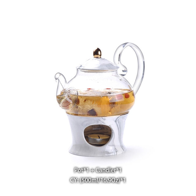Marbling Porcelain Tea Set Nordic Ceramic Tea Cup Pot with Candler Strainer Floral Teapot Set Cafe Mug Teaware Coffee Cup Teacup