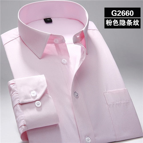 S~7xl Oversized shirt men regular fit  square collar long sleeve dress shirts for men Solid Twill Striped White Mens Clothes